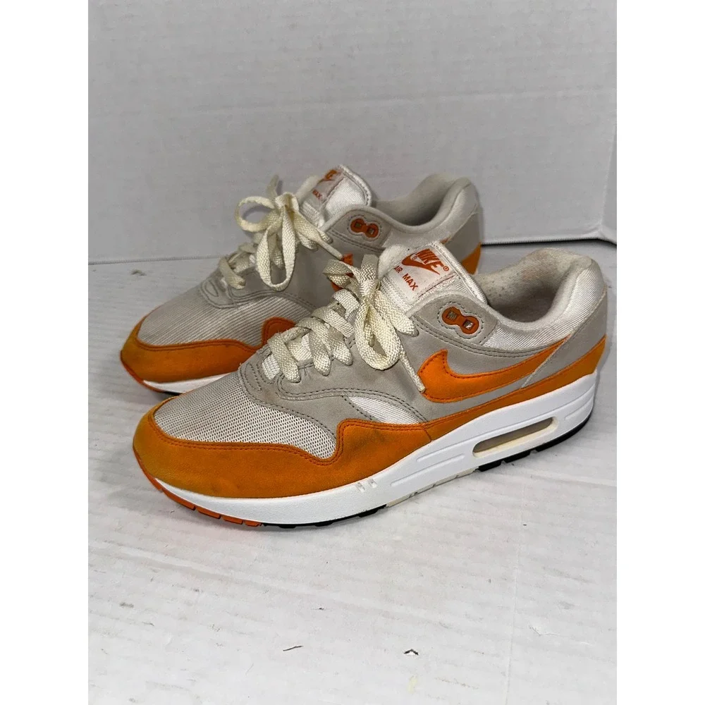 Nike Air‎ Max 1 Magma Orange White Grey Mens Size 8 DC1454-101 Low Top Sneakers